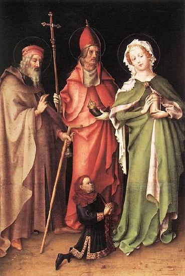 Stefan Lochner Saints Catherine, Hubert, and Quirinus with a Donor Spain oil painting art